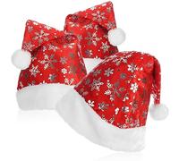 com-four® 3x Gorro de Papá Noel con pompón - Gorro de Papá Noel X-Mas - Gorro de Terciopelo con Borde de Felpa para Papá Noel y Navidad - Gorro con diseño de Copo de Nieve (04 piezas - gorra)