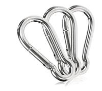COM-FOUR® 3X Mosquetón-Gancho de Acero con Capacidad de Carga de 36 kg para llaveros, jardín, hogar, manualidades-40x4mm