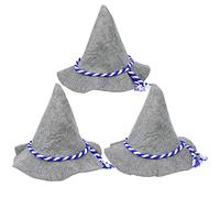 com-four® 3x Seppelhut - Sombrero de fieltro tradicional para Carnaval o Mardi Gras - Sombrero tradicional hecho de fieltro con cordón azul/blanco (03 piezas - Seppelhut)