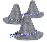 com-four® 3x Seppelhut, sombrero de fieltro tradicional para Oktoberfest, Carnaval o Mardi Gras, sombrero tradicional grande de fieltro con cordón azul/blanco (03 piezas - Seppelhut grande)