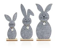 COM-FOUR® 3X Soportes Decorativos para Pascua - Lindos conejitos de Pascua de Fieltro - Decoración de Pascua para Poner (03 Piezas - 30 y 43cm)