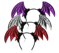 com-four® 3x tiara de Halloween para niños y adultos - diadema para carnaval y Halloween - disfraz [la selección varía] (03 piezas - alas)