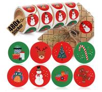 COM-FOUR® 480x pegatinas navideñas en caja - pegatinas como decoración para regalos - etiquetas navideñas autoadhesivas para embellecer - pegatinas para manualidades (480 piezas - pegatinas pequeñas)
