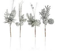 com-four® 4X arreglos Decorativos, ramitas como Grandes Decoraciones navideñas, Hermosas Decoraciones para Habitaciones, también para Coronas y arreglos Florales. (Plata - Medio)