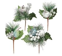 com-four® 4X arreglos Decorativos, ramitas como Grandes Decoraciones navideñas, Hermosas Decoraciones para Habitaciones, también para Coronas y arreglos Florales. (Verde - pequeño - con Manzanas)