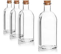 com-four® 4x botella de vidrio 500 ml con corcho - botella vacía con tapón de corcho - recipiente de vidrio para llenar con líquidos como aceite, vinagre y licores (4 piezas - 500ml)