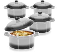 COM-FOUR® 4x Cacerola con Tapa de cerámica, Cuenco de Postre para crème