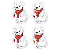 COM-FOUR® 4X Calentadores de Bolsillo con Oso Polar - Calentadores de Manos para Adultos - Almohadillas térmicas de Bolsillo con un Divertido Motivo de Oso Polar (04 Piezas - Oso Polar Blanco)