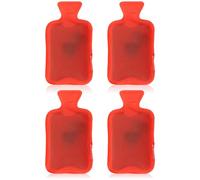 com-four® 4x calentadores de bolsillo reutilizables - calentadores de manos flexibles en diseño de botella de agua caliente - mini almohadillas térmicas (04 piezas - botella de agua caliente roja)