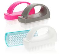 com-four® 4X Cepillo para Manos - Cepillo de uñas con Mango - Cepillo de Lavado de Manos plástico (04 Piezas - Mezcla de Colores 3)