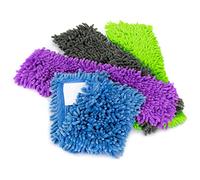 COM-FOUR® 4x funda de repuesto para limpiaparabrisas - funda de limpiaparabrisas hecha de microfibra de chenilla para una limpieza a fondo de su espacio vital (04 piezas - azul/gris/morado/verde)