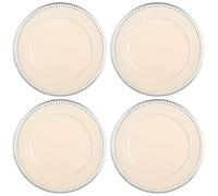 com-four® 4x platos bajos vintage blanco crema con borde con motivo - platillos reutilizables - decoración de mesa para bodas y otras ocasiones - Ø 33 cm