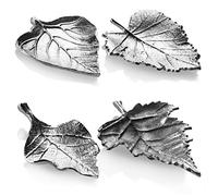 COM-FOUR® 4X Posavasos Decorativos con diseño de Hojas - portavelas Decorativos de Metal - Cuencos Planos Modernos como decoración y portavelas - Cuenco Decorativo [la selección varía] (4 x 14 cm)