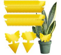 com-four® 50 trampas Amarillas contra Mosquitos, Moscas y pulgones - trampas Adhesivas no tóxicas para Plantas - Forma Flor y Mariposa (50 trampas Moscas Amarillo)
