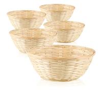 COM-FOUR® 5x Canasta de rafia en color natural para decoración - Canasta para huevos de Pascua, bocadillos y llaves (Cesta de bastón - 5 piezas)