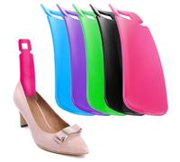 com-four® 5X Mini Calzador (14 cm) - Ligero & Compacto para Llevar - Ayuda Resistente de plástico en 5 Colores - Ideal para Mujeres, Hombres & niños (5 Colores - 14 cm)