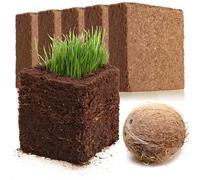 COM-FOUR® 5X Tierra de Cultivo de Coco, rodajas de Coco hinchables | briquetas hinchables sin turba hechas de fibra de coco prensada - rinde 5 litros de tierra para macetas