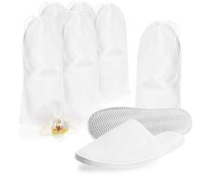 com-four® 6 Pares de Zapatillas de Felpa Premium - Pantuflas de Hotel Cómodas - Babuchas de Baño Cerradas - Talla 38/39 - Color: blanco - Unisex