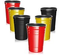 com-four® 6 vasos de acero inoxidable de 500 ml cada uno para acampar, ver espectáculos públicos, Copa del Mundo y Campeonato Europeo - vasos para fanáticos - sin BPA y a prueba de roturas