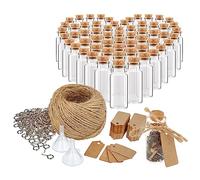 com-four® 60x 10 ml botellas de vidrio, juego con accesorios para etiquetar y colgar, para bodas o cumpleaños, para té, especias, sal, semillas, hierbas (060 piezas + accesorios)