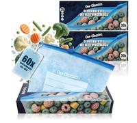 com-four® 60x Bolsas congelación 3L con cierre - Bolsas reutilizables para conservación de alimentos - Multiusos para frescura y protección de aromas hasta -40°C (3 L - 60 piezas)