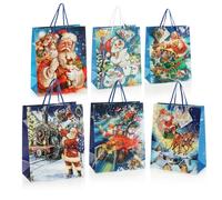 COM-FOUR® 6x bolsa de regalo para Navidad, Papá Noel y Adviento - embalaje de regalo 23cm / M - bolsa de regalo con motivos navideños - bolsa de regalo hecha de papel (06 piezas - M)