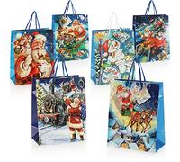 COM-FOUR® 6x bolsa de regalo para Navidad, Papá Noel y Adviento - embalaje de regalo 32cm / L - bolsa de regalo con motivos navideños - bolsa de regalo hecha de papel (06 piezas - L)