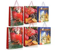 COM-FOUR® 6x Bolsa de regalo para Navidad, Papá Noel y Adviento - Embalaje de regalo 42cm - Bolsa de regalo XXL con motivos navideños - Bolsa de regalo de papel (06 piezas - XXL)
