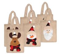 COM-FOUR® 6x Bolsas de Regalo para Navidad - Bolsas de Yute con Asas - Bolsas navideñas - Bolsas de Regalo para Adviento, Nicolás, Navidad - Papá Noel, alce, muñeco de Nieve