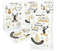 COM-FOUR® 6x bolsas de regalo para Navidad, San Nicolás y Adviento - bolsa de regalo con motivo navideño - bolsa de regalo [la selección varía] (06 piezas - Merry Christmas)