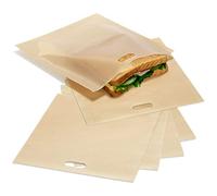 com-four® 6x Bolsas para Tostadas - Bolsas Antiadherentes y Reutilizables para Sandwichera - Bolsa para Sándwich de Queso - Apto para Lavavajillas (6 piezas - beige 16.5x16cm)