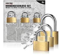 COM-FOUR® 6x Candado de metal sólido - Candado con llave y diferentes espesores - Candados para la seguridad con llaves
