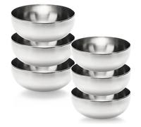 com-four® 6x Cuencos para Ensalada de Acero Inoxidable, set 20 cm y 24 cm, recipientes cocina para mezclar, servir o decorar