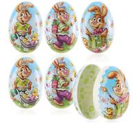 com-four® 6x Huevo de Pascua para Rellenar - Huevos Coloridos Pequeños para Rellenar y Regalar - Huevos de Pascua con Motivos de Pascua en Estilo Cómic (6 piezas - 12cm)