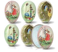 com-four® 6X Huevos de Pascua rellenable 12 cm - Diseños Vintage - para Dulces, pequeños Regalos y césped Decorativo [Surtido Variable] (6 Piezas - Diseño Vintage L)