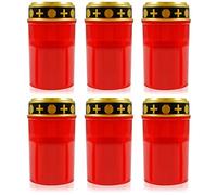 com-four® 6x LED de luz de tumba - vela LED luz eterna - vela de tumba roja con efecto parpadeante - velas exterior (06 piezas V1 - a pilas)