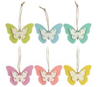COM-FOUR® 6X Perchas Decorativas de Madera, Mariposas de Colores