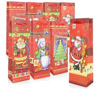 COM-FOUR® 8x bolsas de regalo con motivos navideños - bolsa de regalo para botellas de vino y champán - bolsa de botella para Navidad y Papá Noel (08 piezas - X-MAS 3D)