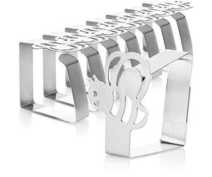 com-four® 8X Clips para Manteles Premium de Acero Inoxidable - Soportes para Telas para mantelería - Clips para Mesa para Interior y Exterior - Clips metálicos (08 Piezas/abejorro)