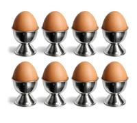 com-four® 8X hueveras de Acero Inoxidable, Elegantes Soportes con Acabado metálico, Set de Desayuno Moderno y Atemporal para hogar Hotel o hostelería (Color Plata - 8 Piezas)