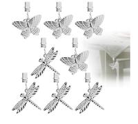 com-four® 8X Pesos para manteles - Pesos para manteles en Forma de libélulas y Mariposas - Pinzas para manteles - Aprox. 35g Cada uno - Pinzas para Mantel (Color Plata)
