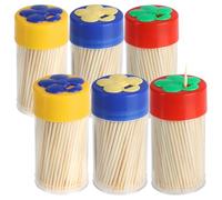 COM-FOUR® 900x Palillos de Madera - 6 Cajas con 150 Palillos Cada una para Uso Diario - Palillos de Dientes - Palillos de Madera - 6,5 cm (900 Piezas - Juego 1)