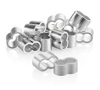 COM-FOUR® Abrazaderas de Cable 12x 10 mm - Abrazaderas de estrangulamiento de Aluminio - Manguitos de engaste para Cables de expansión - Manguitos Dobles para Correas elásticas (Color Plata - 10mm)