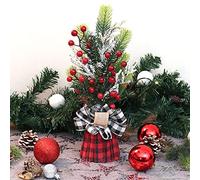 COM-FOUR® Árbol de decoración, árbol Decorativo pequeño, Grandes Decoraciones de Mesa, Ideal para la Temporada de Adviento, complementa Coronas y guirnaldas (35cm Ramas Verdes + Frutos Rojos)
