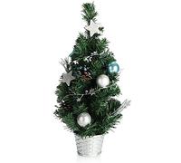 COM-FOUR® Árbol de Navidad Artificial con Bolas de Navidad - Árbol de Navidad Decorado para la decoración de Navidad - Árbol de Navidad para la Deco de Navidad (01 Pieza - 45cm - Verde/Plateado/Azul)