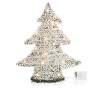 COM-FOUR® árbol de Navidad Artificial con iluminación y Temporizador, Abeto con Nieve Artificial y 30 LED Blancos cálidos, Adornos navideños (01 Pieza - Verde - árbol 40cm)