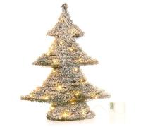 COM-FOUR® árbol de Navidad Artificial con iluminación y Temporizador, Abeto con Nieve Artificial y 40 LED Blancos cálidos, decoración del árbol de Navidad (01 Pieza - Verde - Abeto)