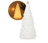 com-four® Árbol de Navidad LED de Porcelana - árbol de Navidad Que Funciona con Pilas - árbol de Navidad Decorativo Blanco Brillante para el Invierno y la decoración navideña (Árbol - 15,5 cm)
