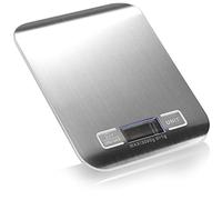 COM-FOUR® Báscula de cocina digital - báscula electrónica para el hogar - medidor de peso para la cocina y el hogar - dispositivo de medición hasta 5 kg - funciona con pilas (1 pieza - color plata)