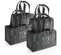 COM-FOUR® Bolsa para Botellas - Portabebidas de Fieltro Plegable Con Asas - 4 Piezas - Paquete de Seis